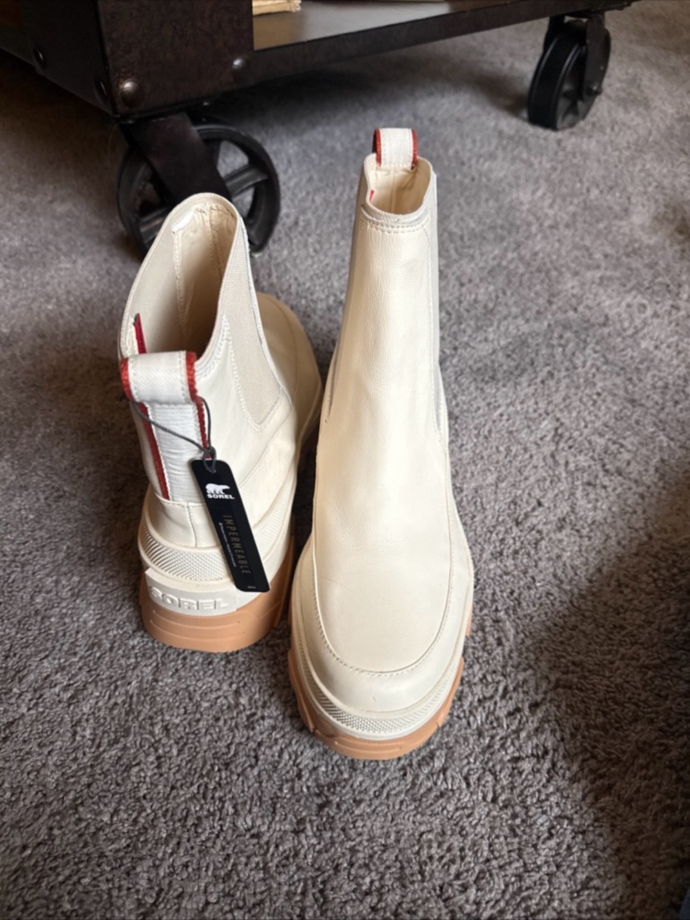 Sorel Size 11 Brex Chelsea Waterproof Leather Boot Natural Sea Salt Gum Sole - Picture 14 of 14